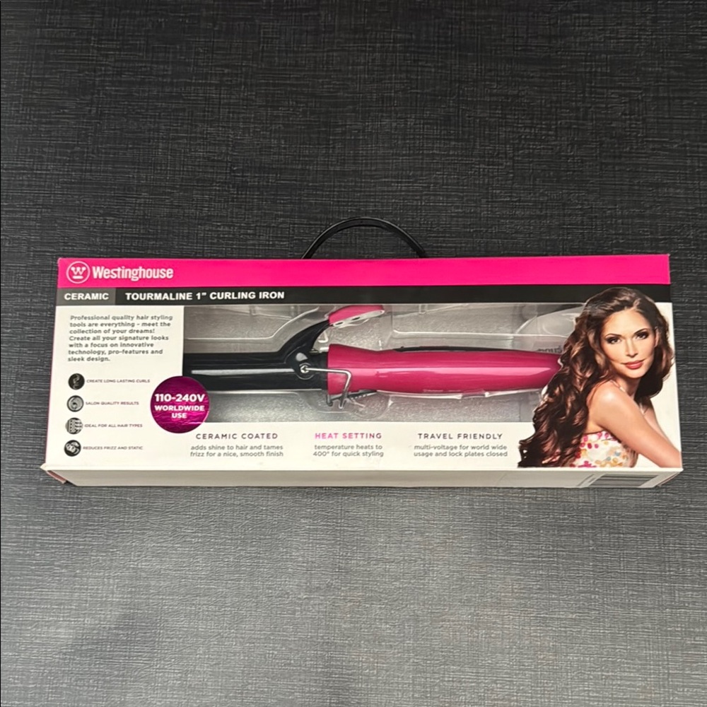 New Westinghouse Pink Ceramic Tourmaline 1” Curling Iron